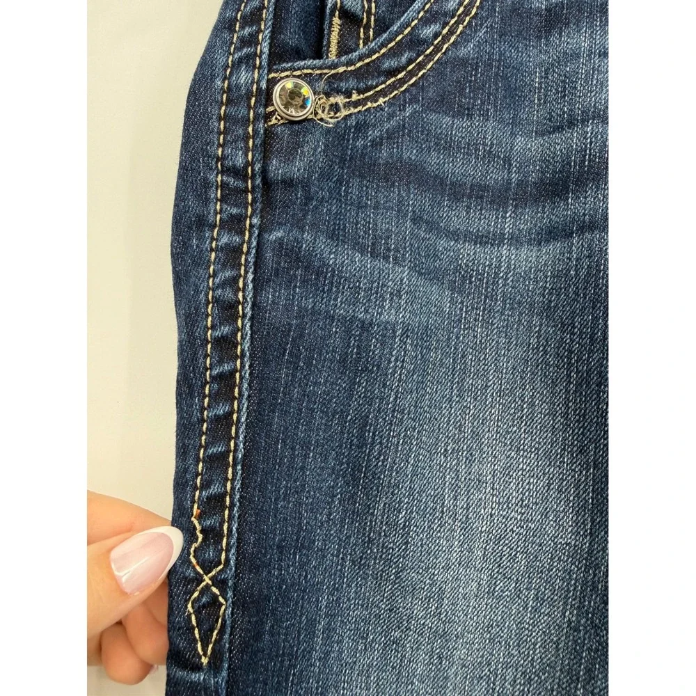 Rock Revival Jeans Womens 27 Blue Adele Skinny Dark Wash Embroidered Denim Pants - Picture 7 of 12